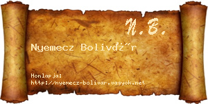 Nyemecz Bolivár névjegykártya